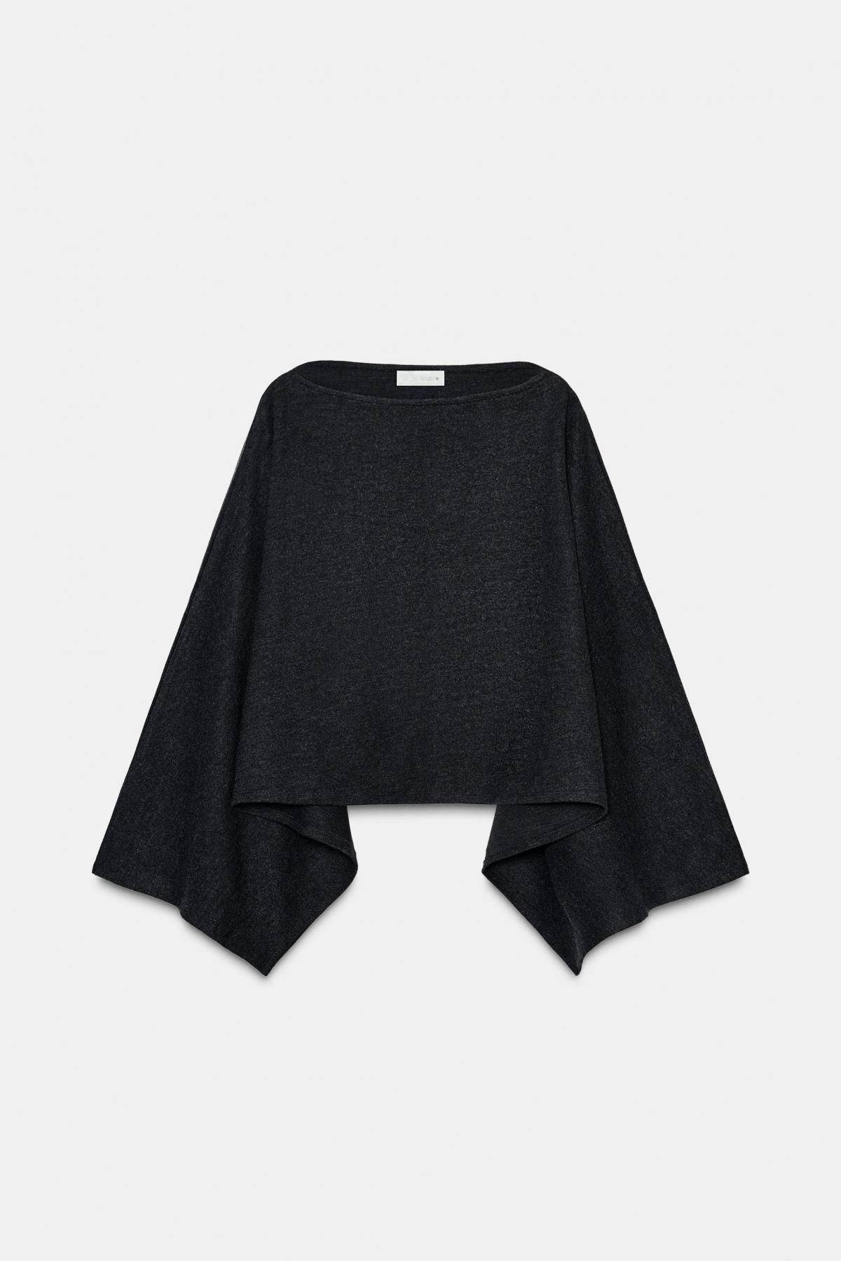 자라 모던 비대칭 소프트 니트 케이프 3253/832 DARK GREY - 메인 이미지