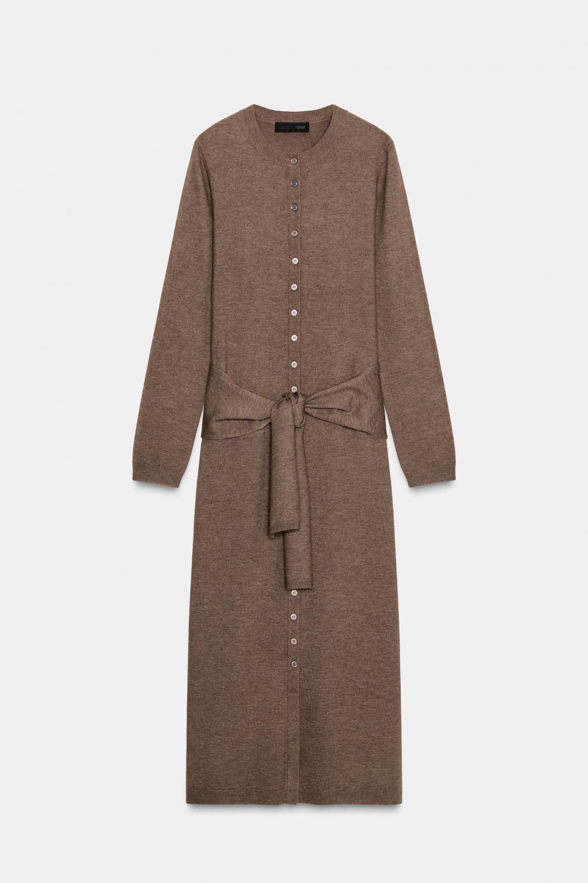 자라 니트 미디 버튼 벨트 원피스 2893/193 BROWN / TAUPE - 메인 이미지