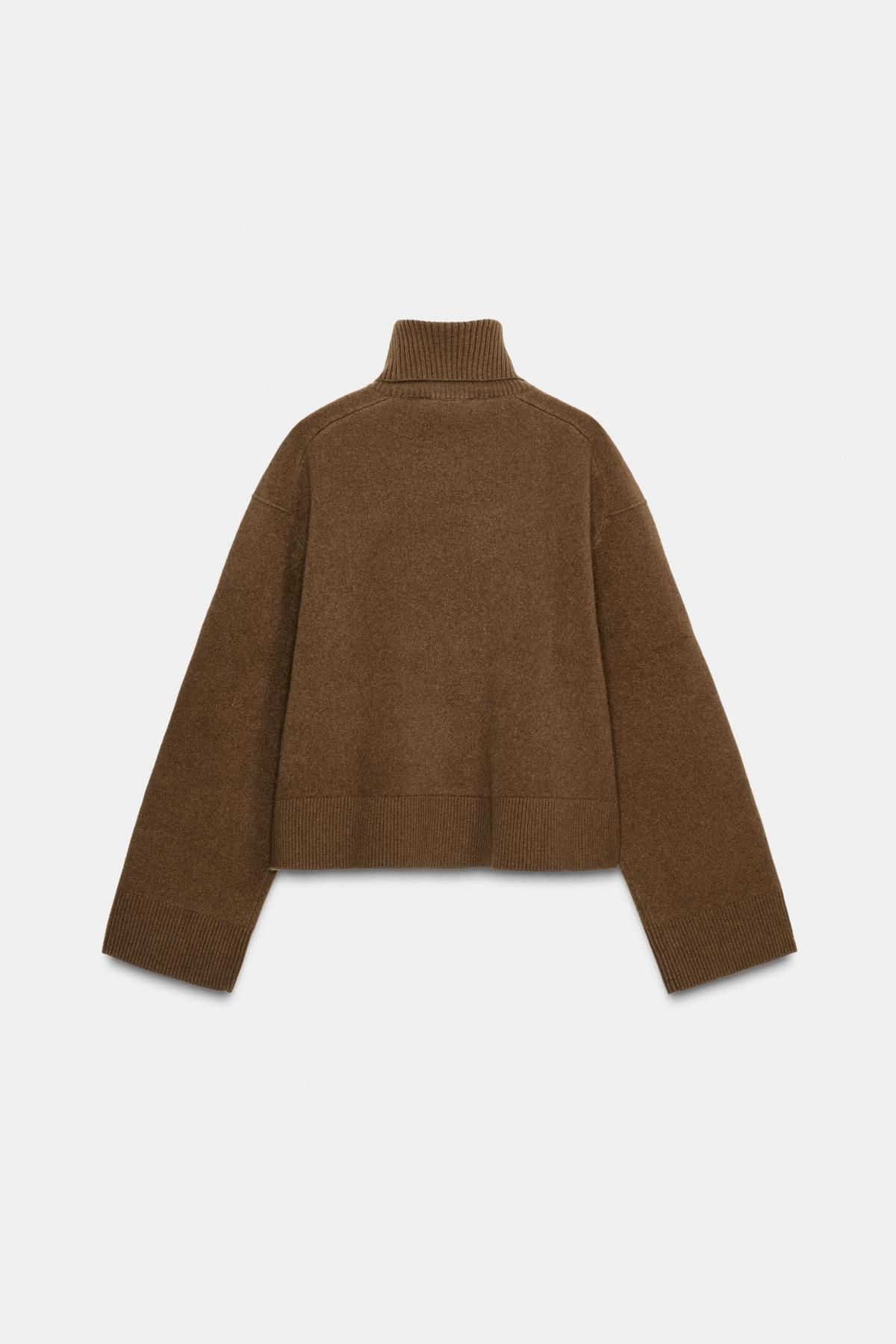 자라 프리미엄 울 하이넥 브라운 스웨터 2893/129 LIGHT BROWN - 상세 이미지 2