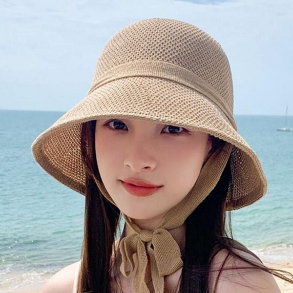 와이드챙 여성 버킷 햇 스트랩 버킷 햇 데일리 휴양지 - 메인 이미지