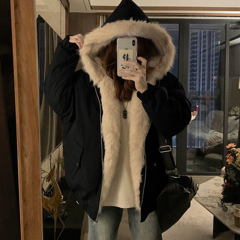 남녀공용 후드 코튼 패딩자켓 겨울 따뜻한 두꺼운 착용감 캐주얼한 후드패딩점퍼 야외활동 적합한 디자인 - 상세 이미지 2