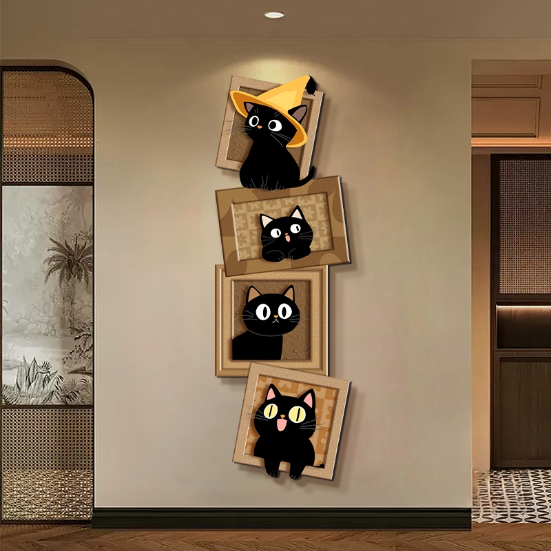 고양이 장식 입구 현관 침실 벽화 발광 스타일 A 세로형 30x90cm 조명 없는 표준 - 상세 이미지 5