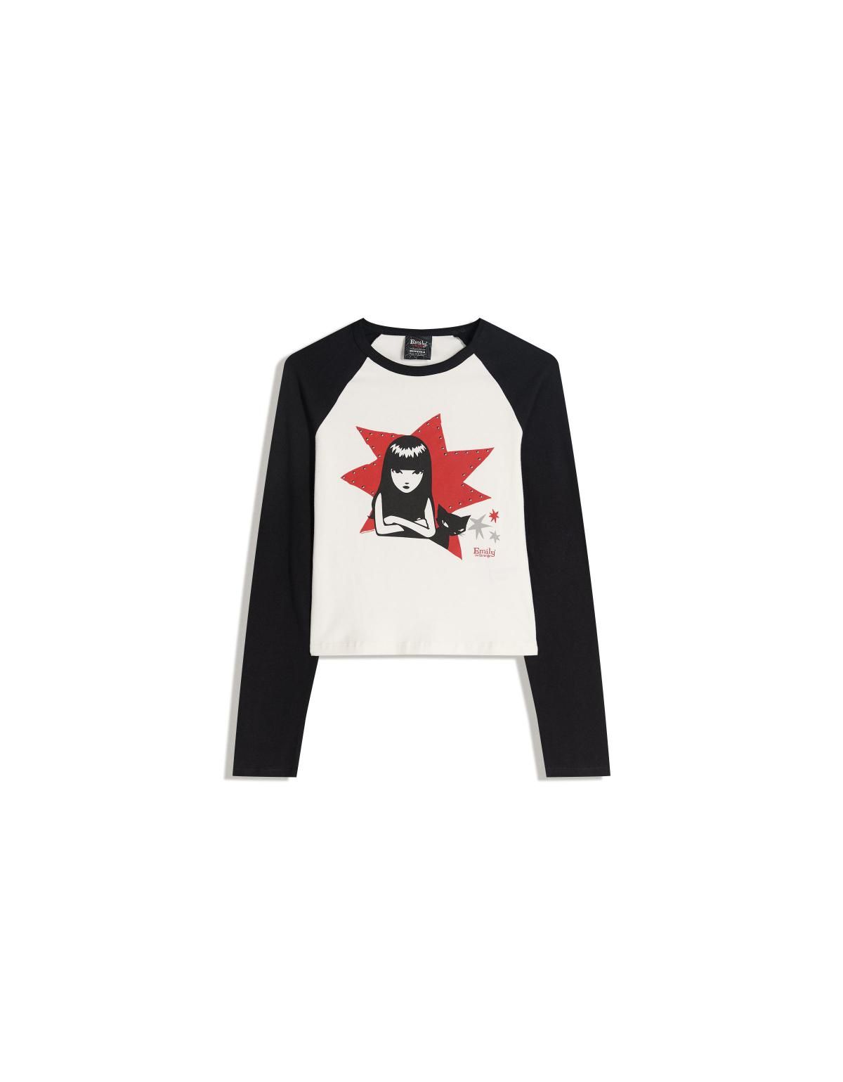 버쉬카 그래픽 프린트 배색 래글런 긴팔 티셔츠 7840/604 OFF WHITE - 상세 이미지 3