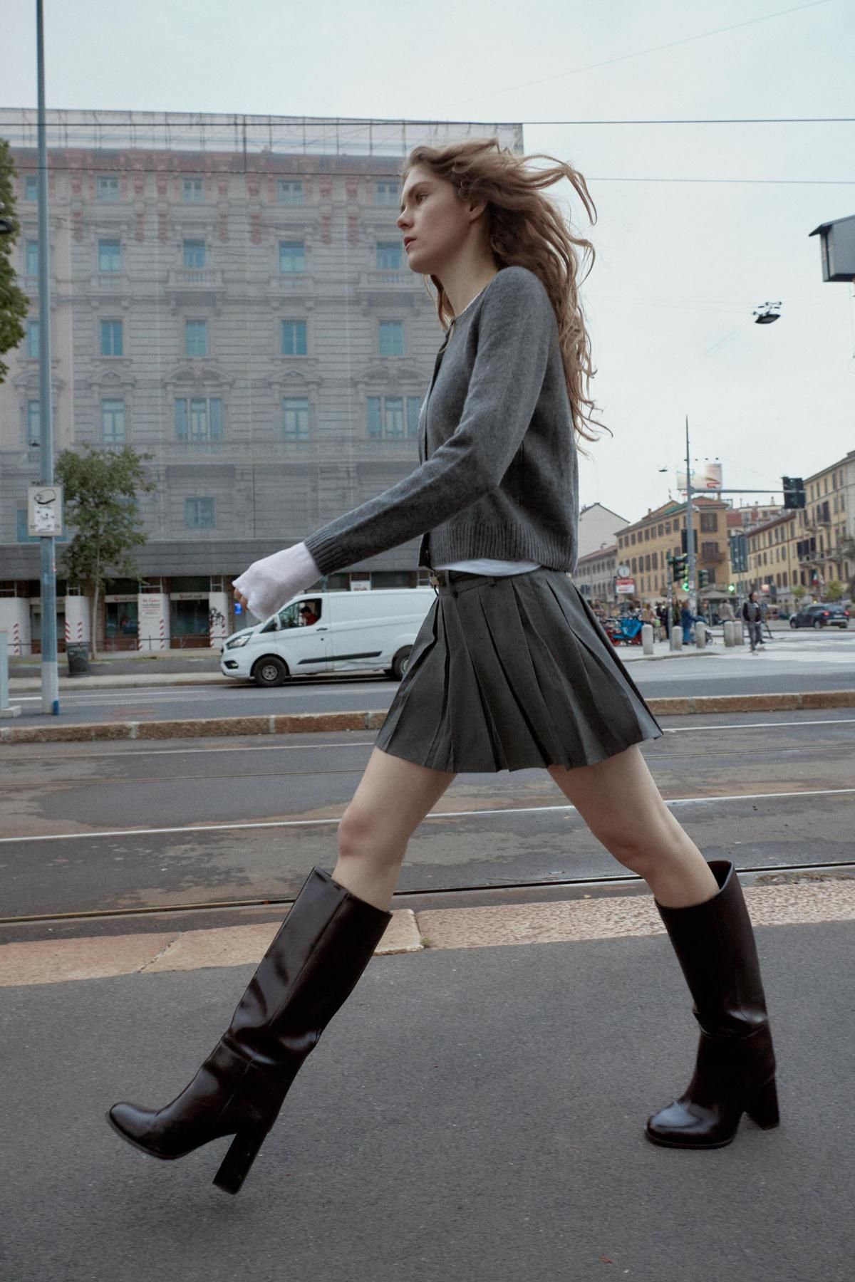 자라 플리츠 벨트 미니 스커트 팬츠 8372/516 DARK GREY - 상세 이미지 4