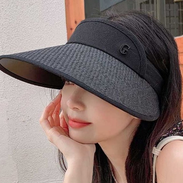 와이드챙 라탄 모자 접이식 바캉스 모자 여름 비치 - 메인 이미지