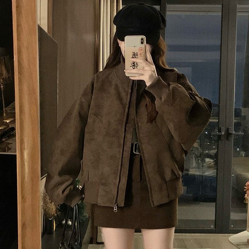여성 루즈핏 오버핏 스탠드넥 하이넥 숏 기장 패딩 점퍼 항공 자켓 아우터 간절기 겨울 데일리 캐주얼 데이트룩 - 상세 이미지 3