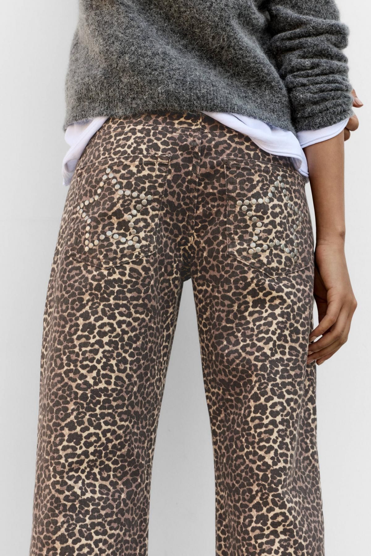 풀앤베어 애니멀 프린트 스트레이트핏 청바지 7683/377 LEOPARD - 상세 이미지 5