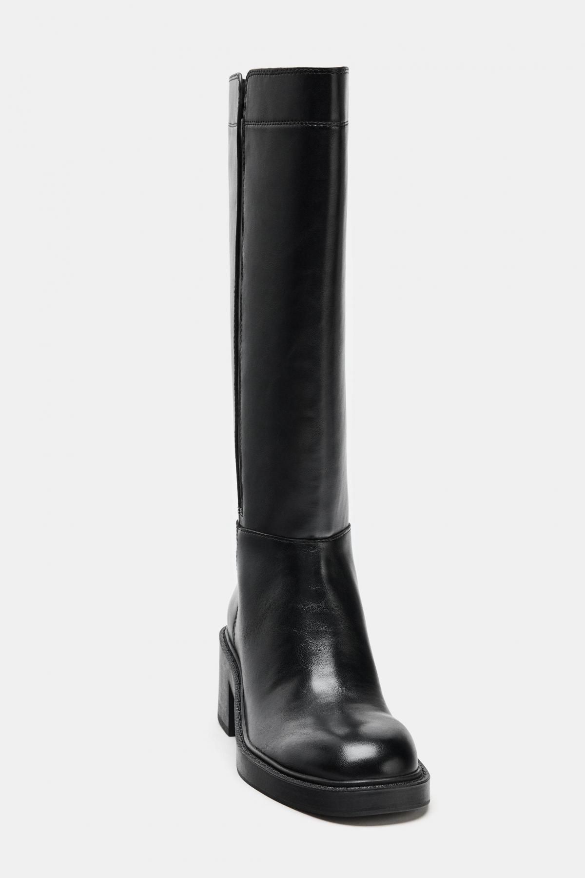 자라 클래식 블랙 블록힐 롱부츠 1027/610 BLACK - 상세 이미지 5