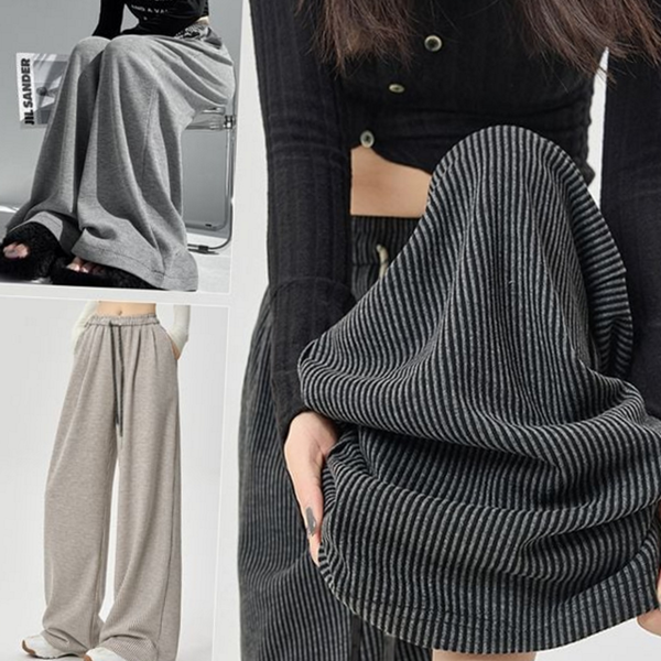 루즈핏 마린 스트라이프 팬츠 데일리 여성 와이드 팬츠 - 상품 이미지