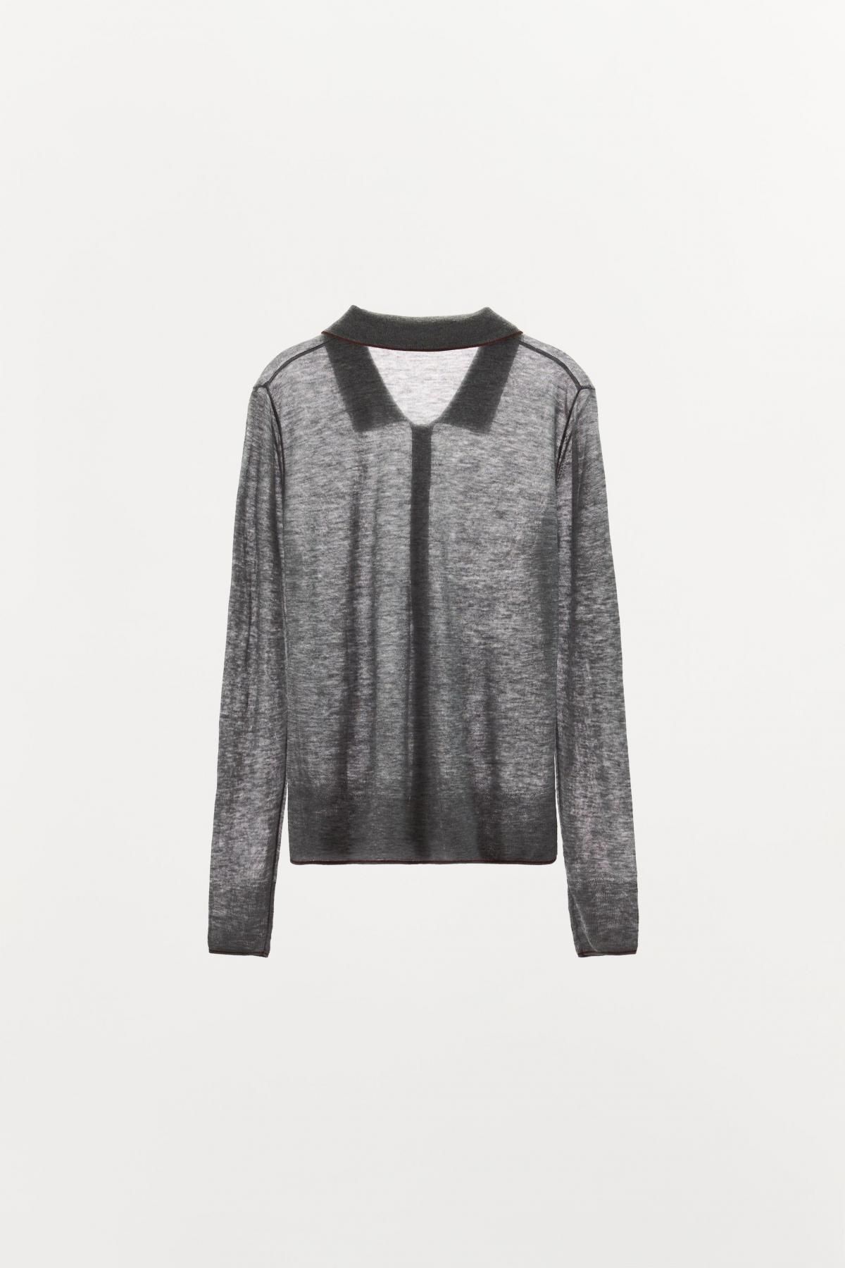 자라 프리미엄 울 폴로 칼라 가디건 1223/626 GREY - 상세 이미지 4