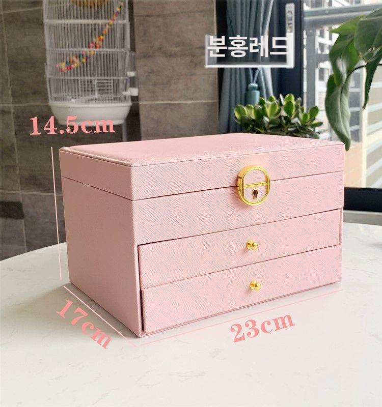 휴대용 보석함 악세사리 보관함 여행용 주얼리 정리케이스 핑크 - 상세 이미지 4
