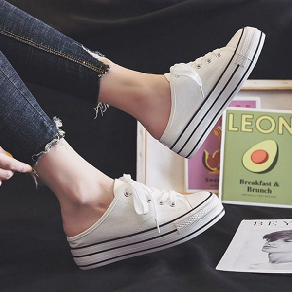 통굽 여성 뮬 스니커즈 캐주얼 여성 베이직 뮬 키높이