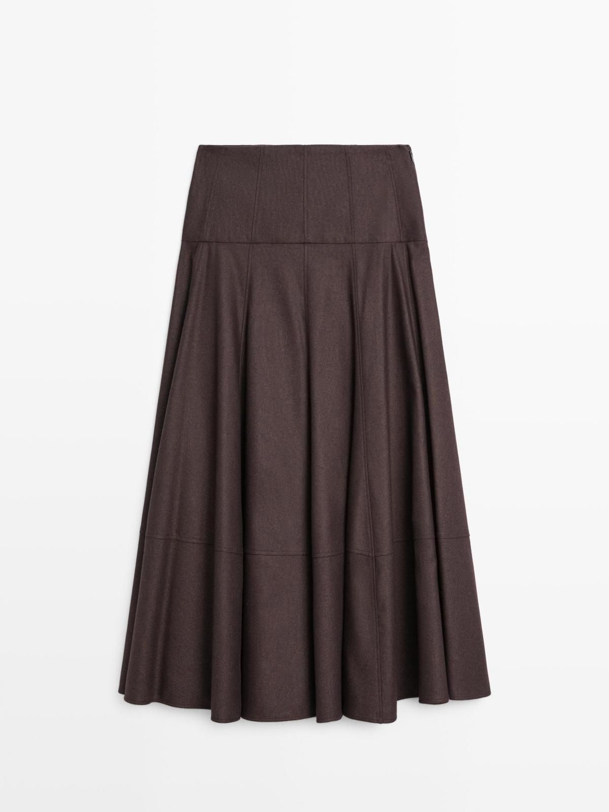 마시모두띠 울 블렌드 요크 미디 스커트 5235/505 BROWN - 상품 이미지