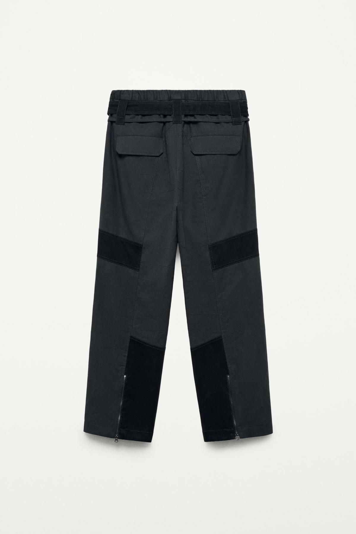 자라 코튼 혼방 패치워크 카고 와이드 팬츠 9004/129 ANTHRACITE GREY - 상세 이미지 5