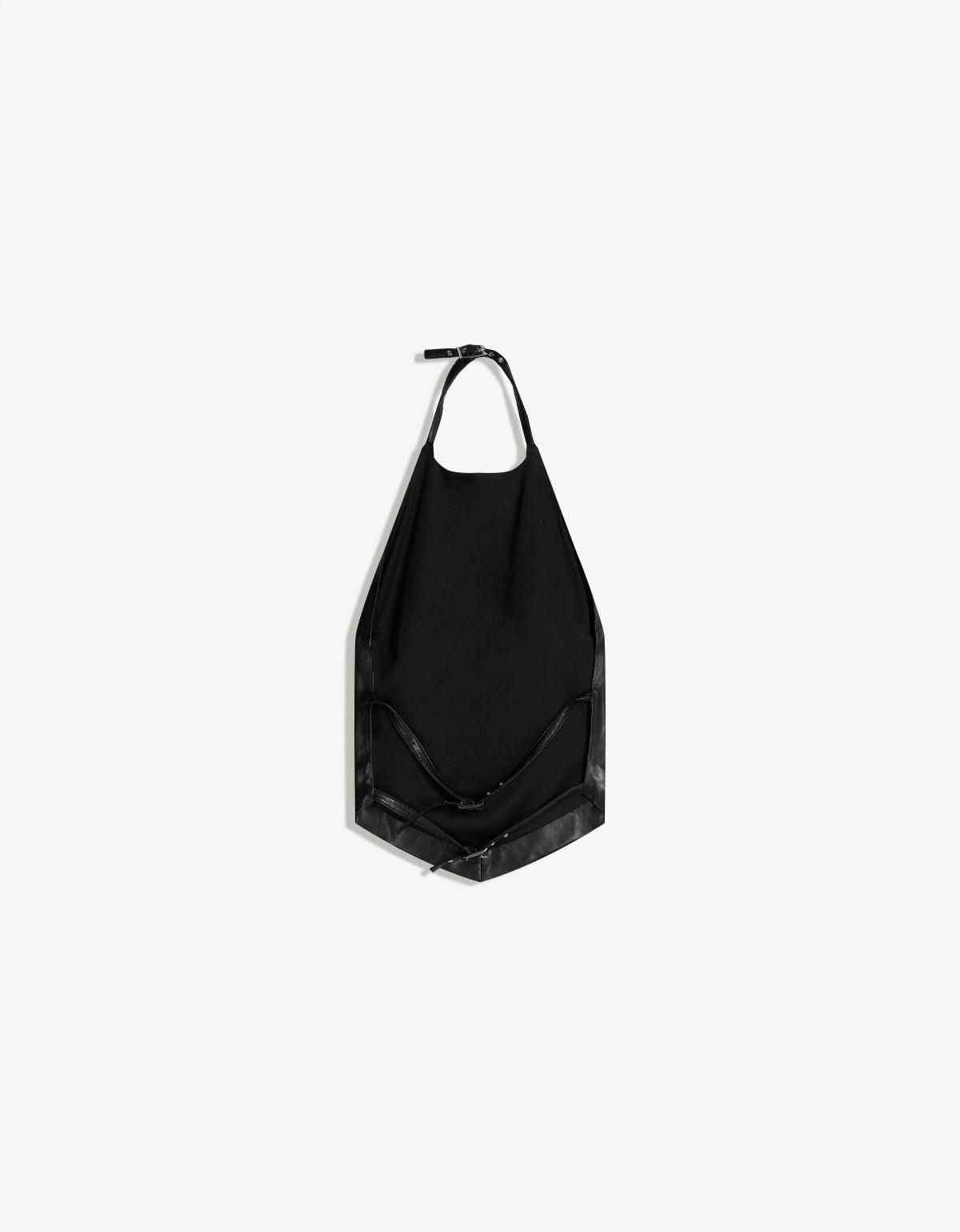 버쉬카 페이크 레더 모던 홀터넥 탑 8786/710 BLACK - 상세 이미지 2