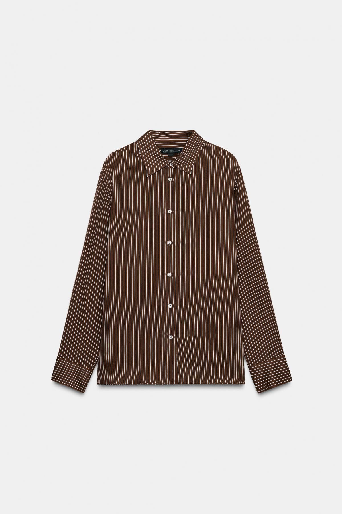 자라 오버사이즈 스트라이프 포플린 셔츠 8823/531 DARK BROWN - 메인 이미지