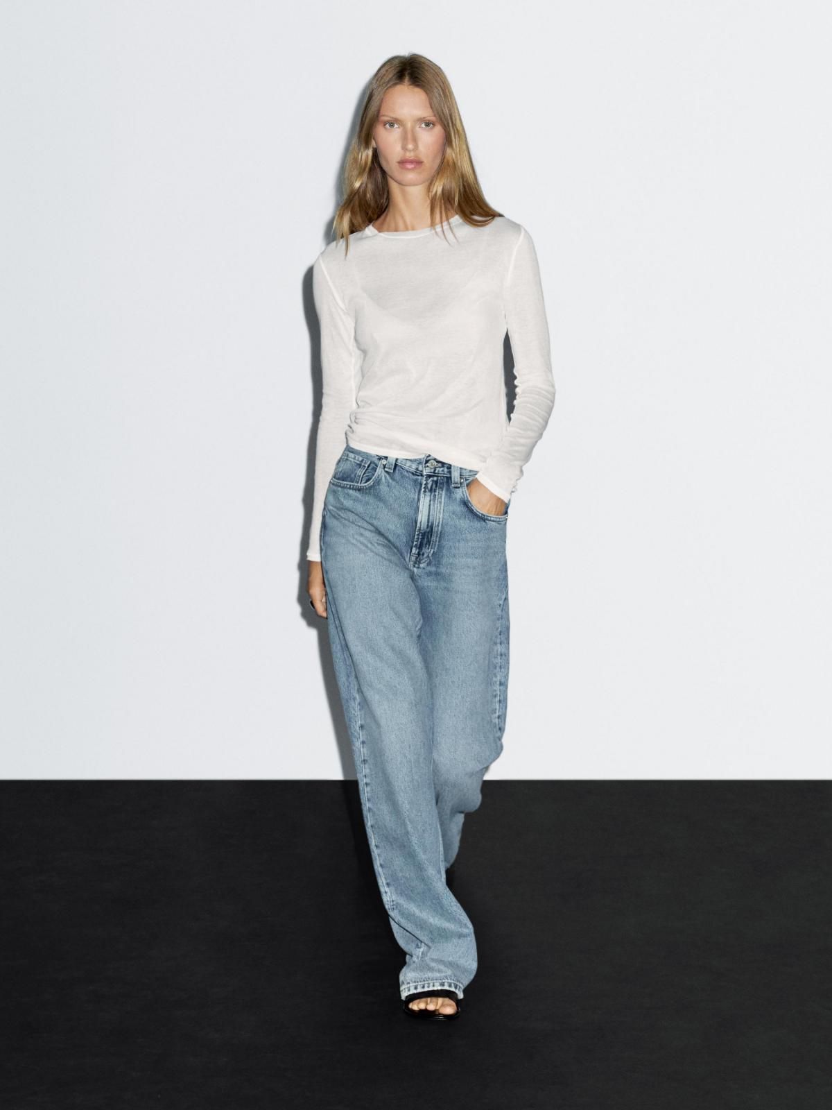 마시모두띠 100 코튼 슬림핏 크루넥 긴팔 티셔츠 6805/117 OFF WHITE 이미지 7