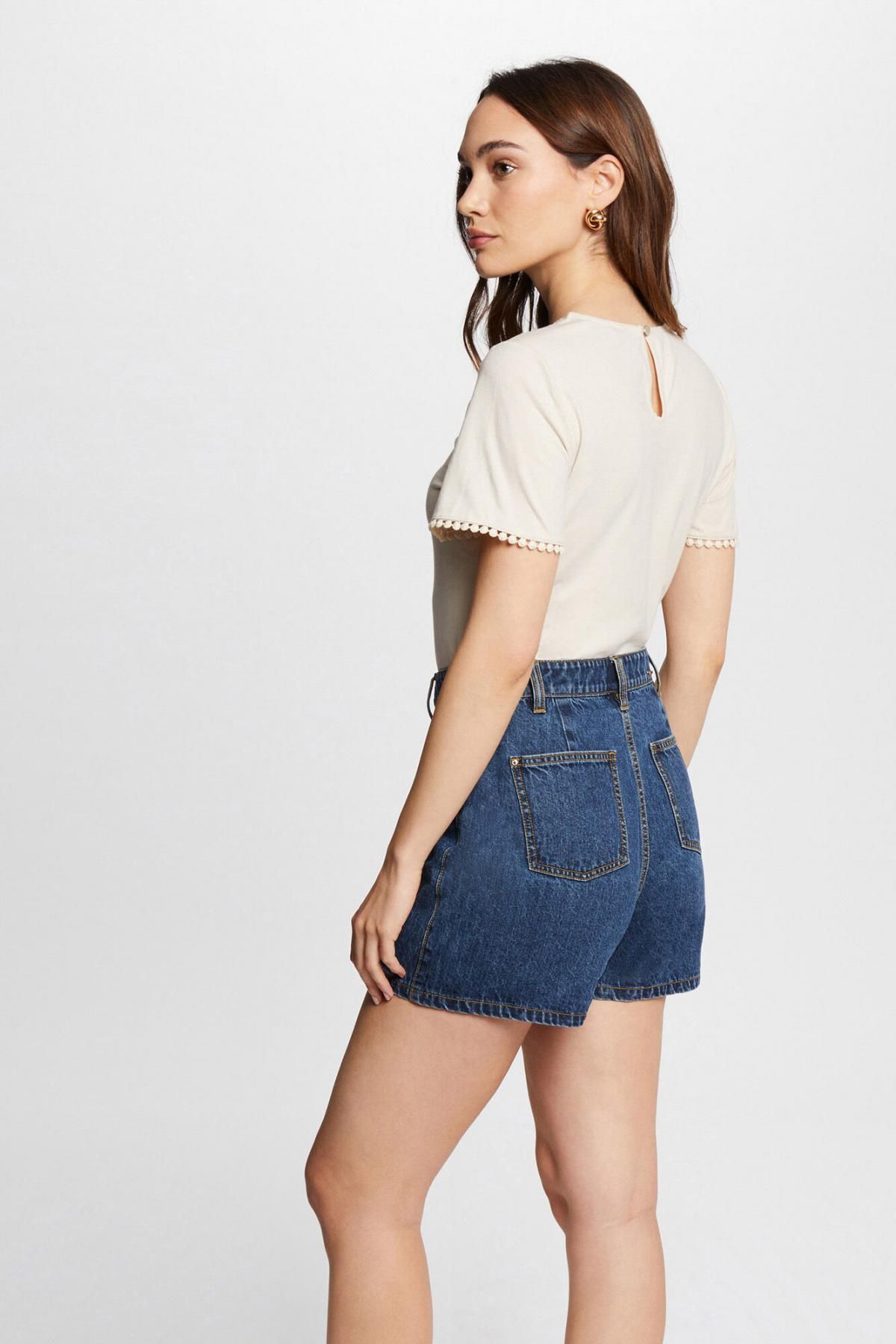 모르간 레이스 자수 라운드넥 반팔 티셔츠 7098192 BEIGE - 상세 이미지 4