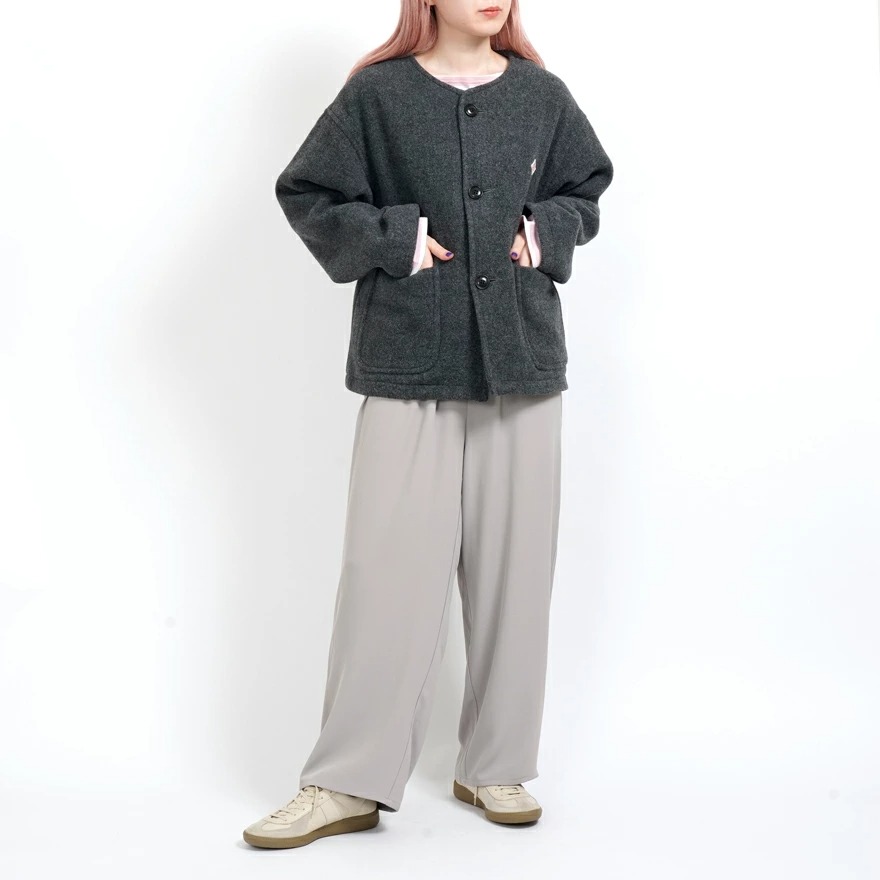 단톤 울 노카라 재킷 라이트 파일 노카라 자켓 25F/W DT-A0013 M.GREY, 36 이미지 6
