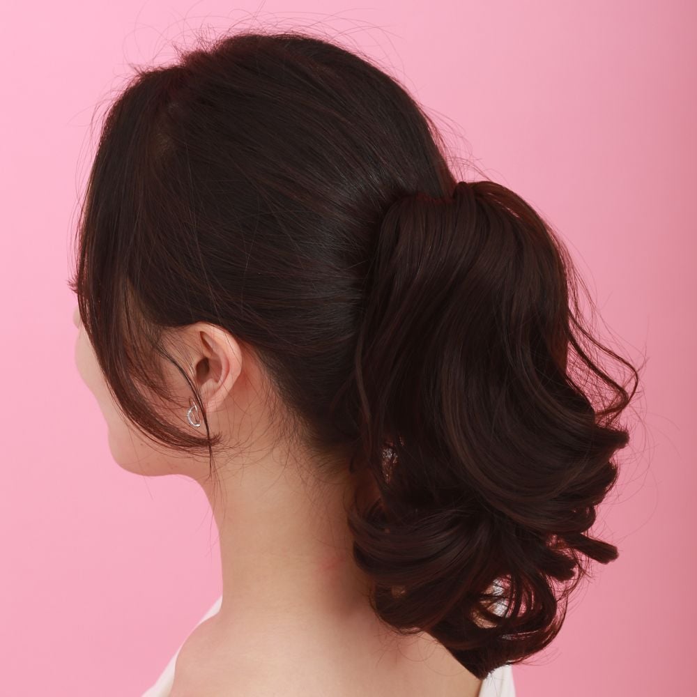 여자 붙임머리 볼륨 헤어피스 포니테일 파마 웨이브 가발핀 집게핀 3컬러 - 상세 이미지 4