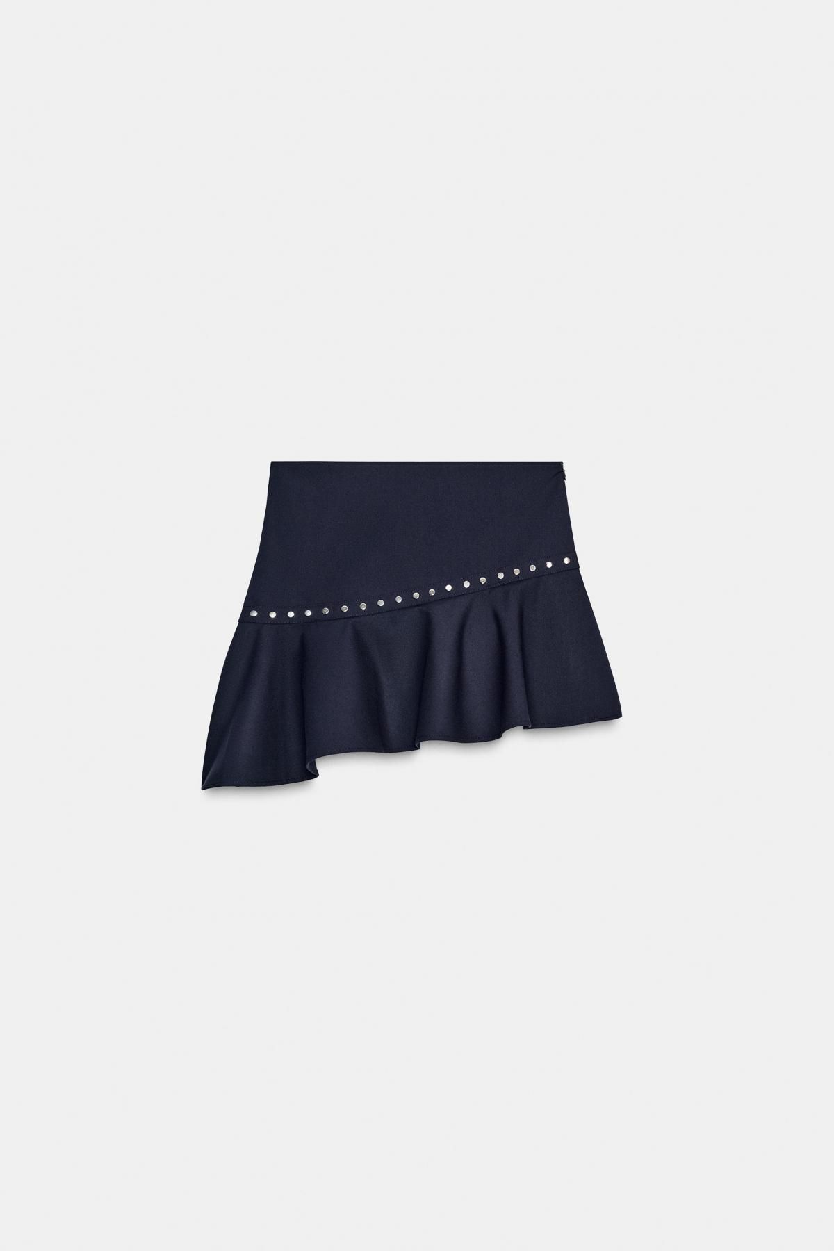 자라 비대칭 러플 스터드 미니 스커트 3067/519 NAVY BLUE - 메인 이미지
