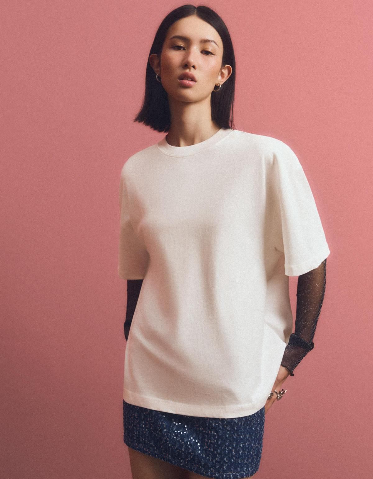 버쉬카 오버사이즈 화이트 반팔 티셔츠 7650/443 OFF WHITE - 상세 이미지 4