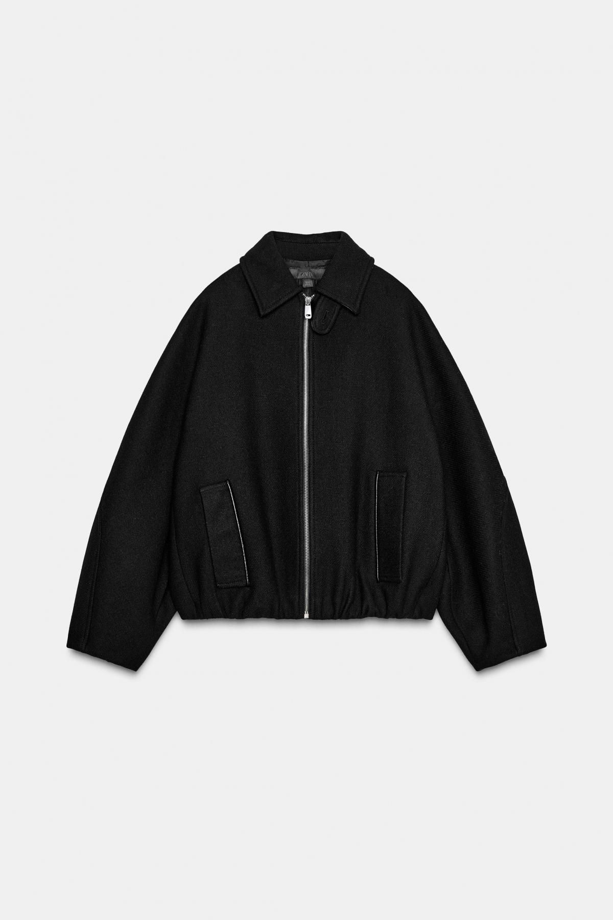 자라 울 볼륨핏 블랙 집업 봄버 재킷 9207/319 BLACK - 메인 이미지