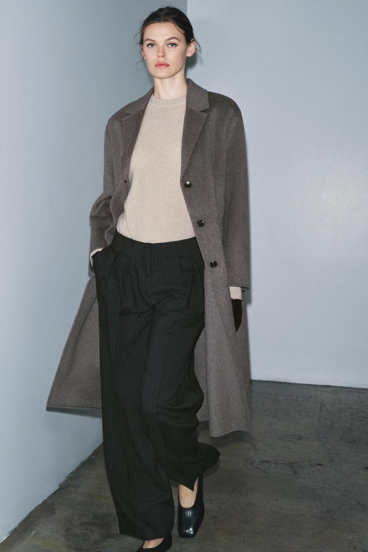 자라 프리미엄 울 혼방 퍼카라 롱 코트 7522/258 TAUPE GREY - 상세 이미지 5