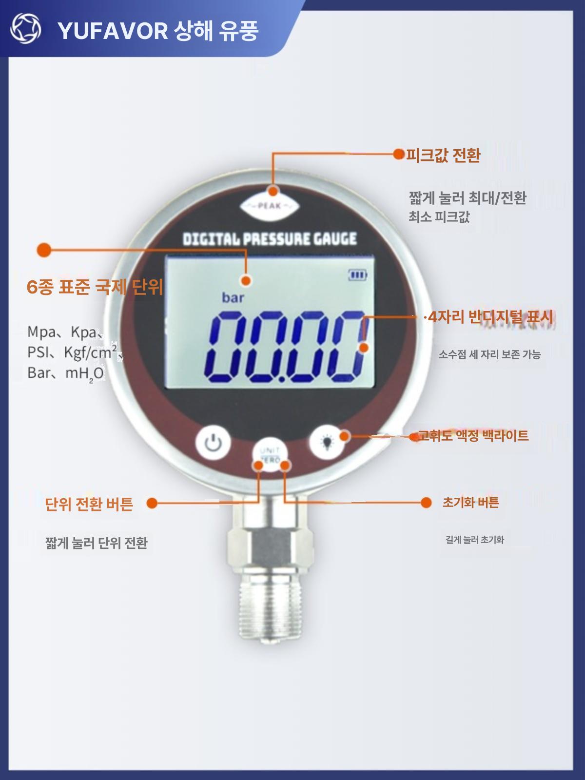 디지털 압력계 수압측정기 산업용 계측기 배관설비 검사장비 - 상세 이미지 2