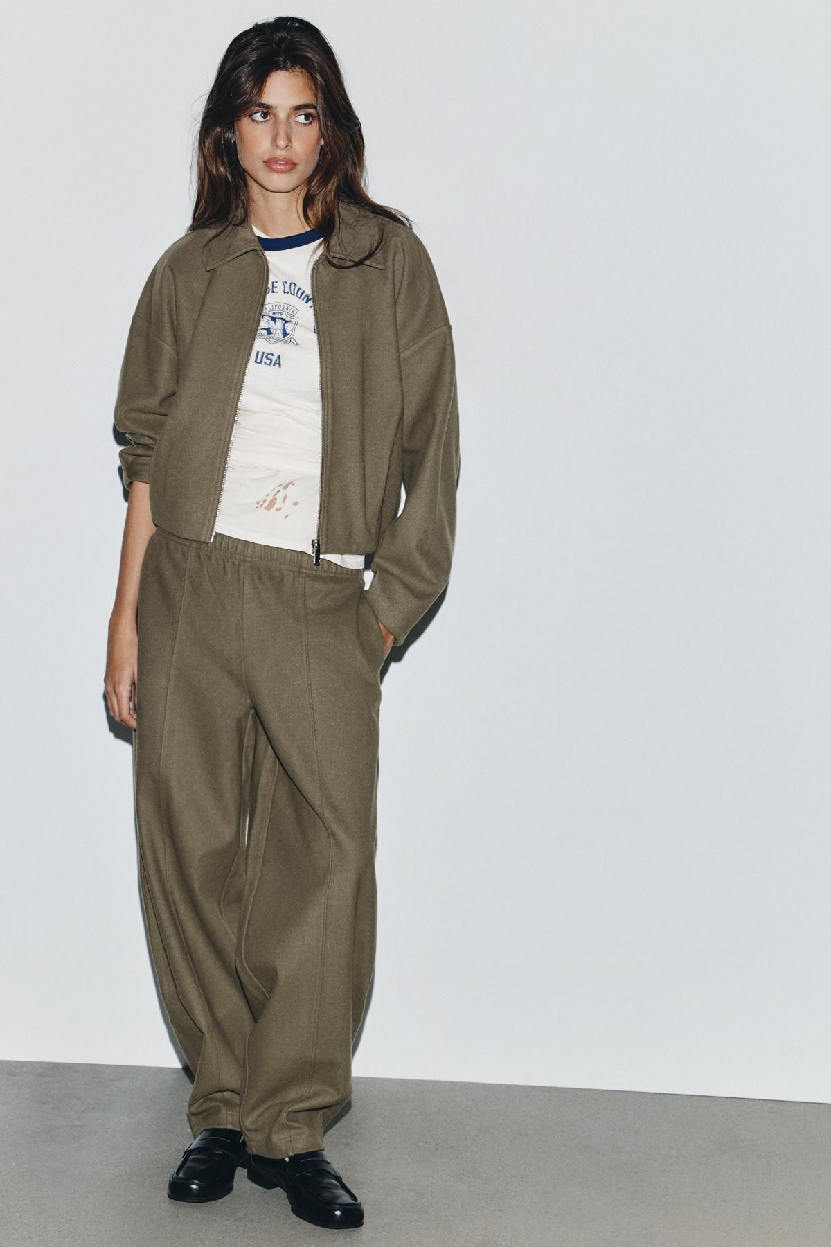 자라 소프트 스트레이트 와이드 슬랙스 팬츠 4174/849 KHAKI - 상세 이미지 2