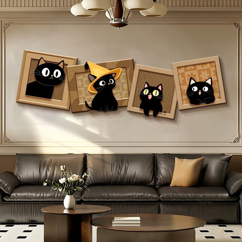 고양이 장식 입구 현관 침실 벽화 발광 스타일 A 세로형 30x90cm 조명 없는 표준 이미지 6