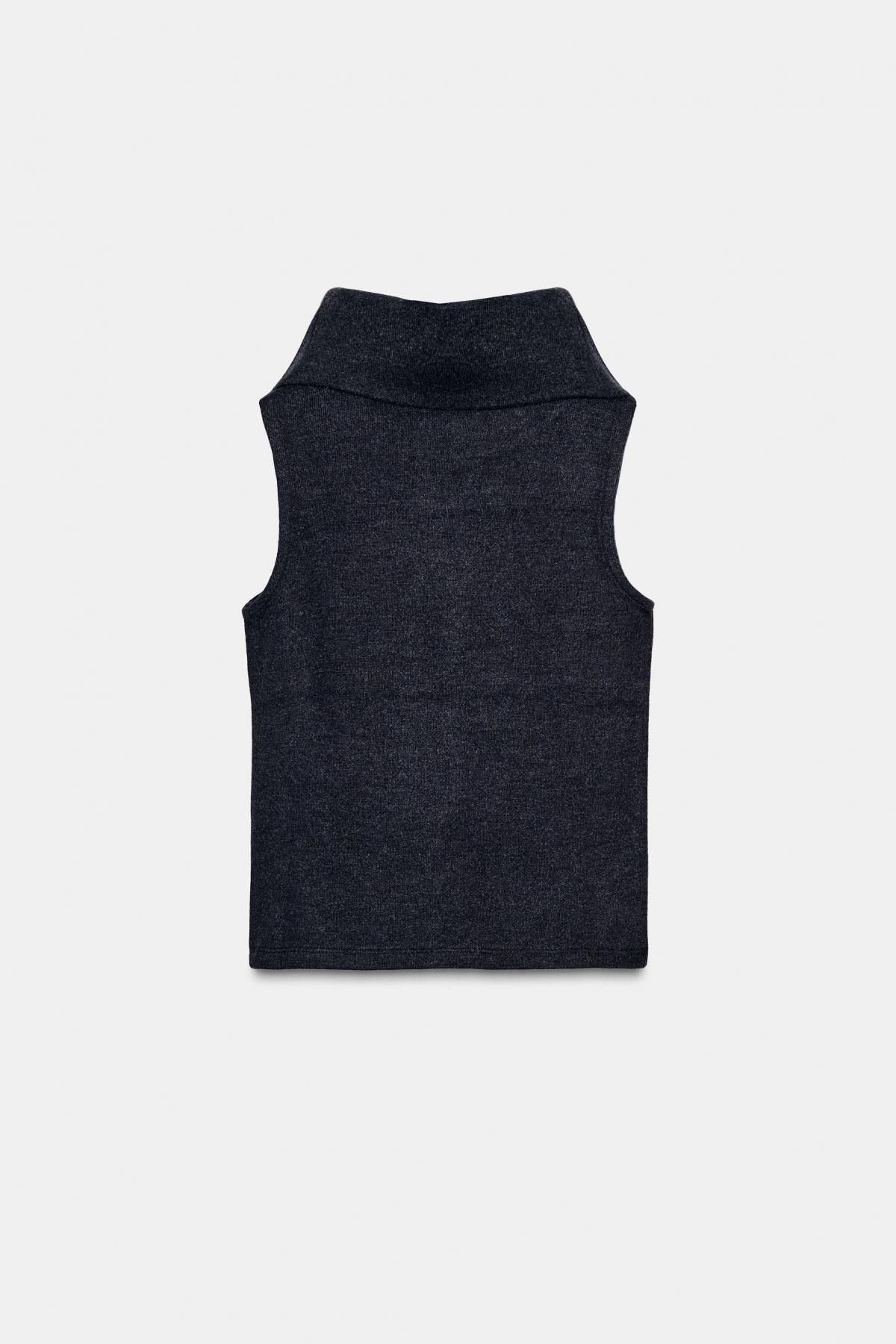자라 소프트 하이넥 민소매 니트 탑 3253/843 DARK GREY - 상세 이미지 5