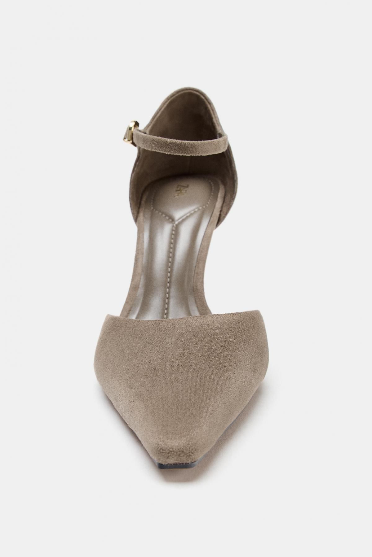 자라 스웨이드 하이힐 앵클 스트랩 슈즈 2236/610 TAUPE GREY - 상세 이미지 5