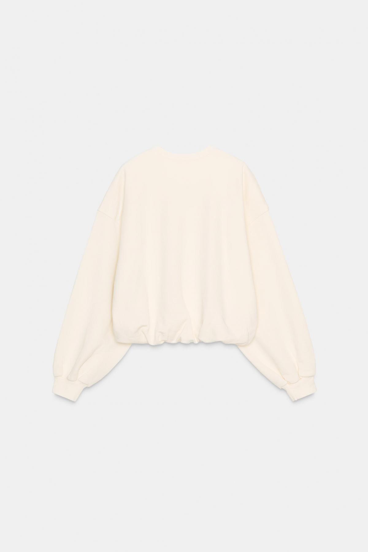 자라 자수 텍스트 벌룬 스웨트셔츠 4805/802 OYSTER-WHITE - 상세 이미지 5