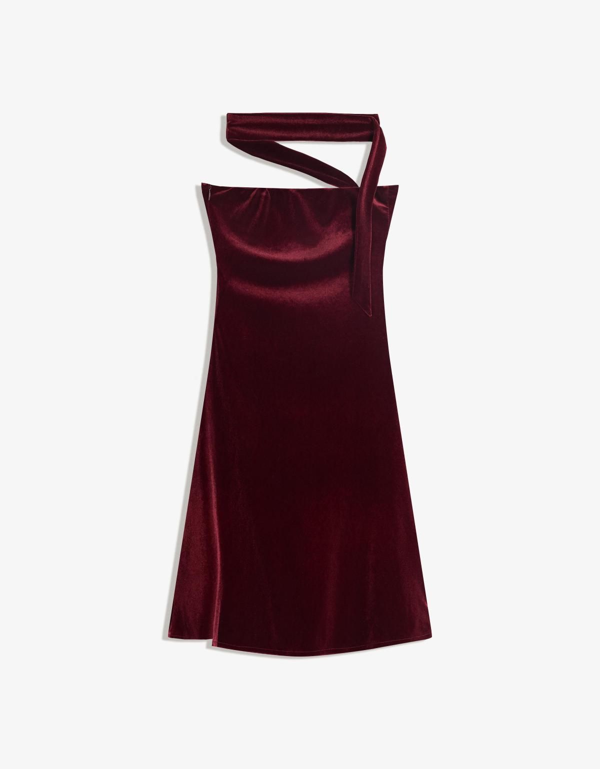버쉬카 벨벳 스카프 미니 원피스 5762/692 BURGUNDY - 상품 이미지