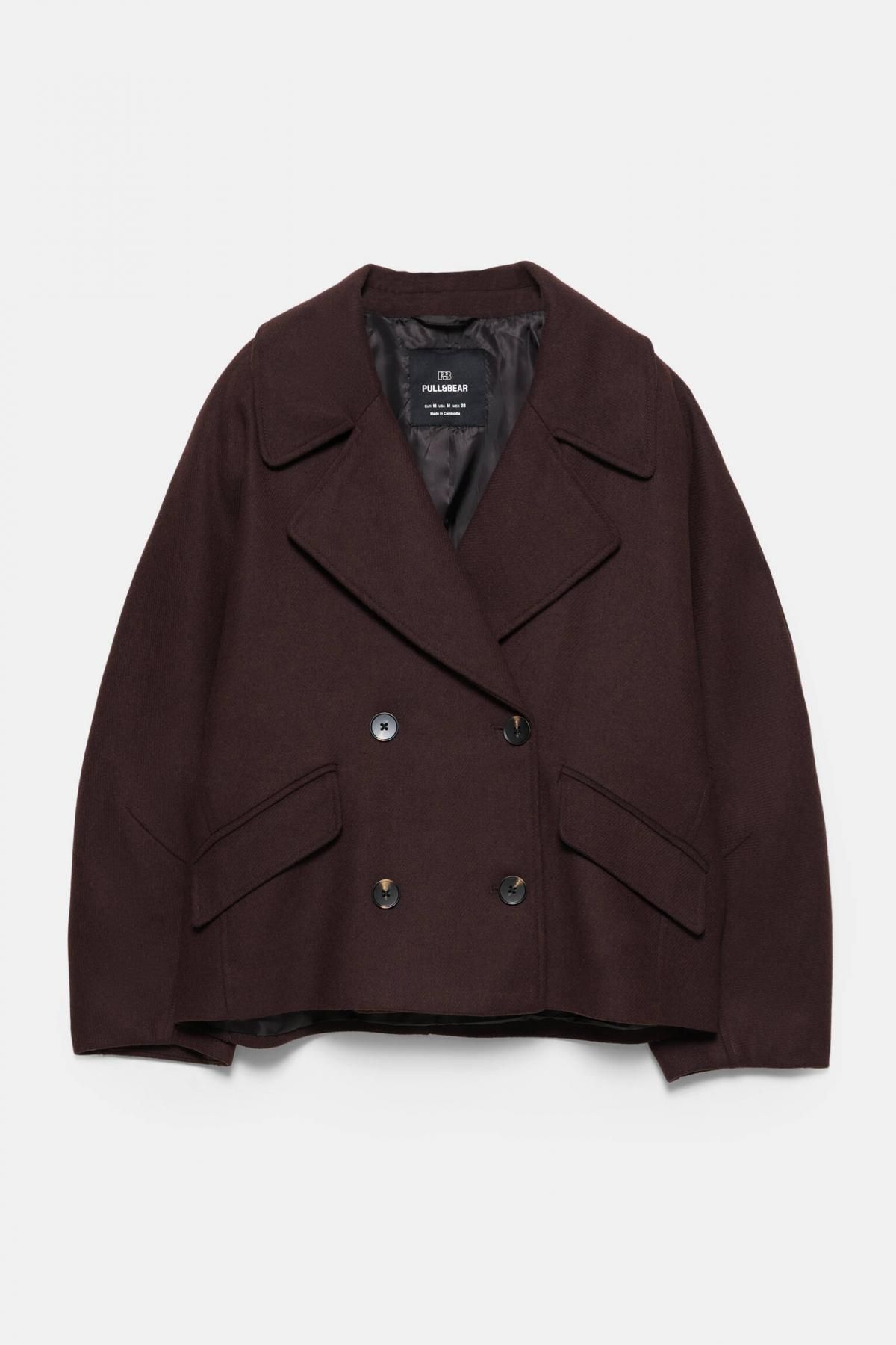 풀앤베어 클래식 더블브레스트 펠트 숏 코트 7800/313 BURGUNDY - 메인 이미지