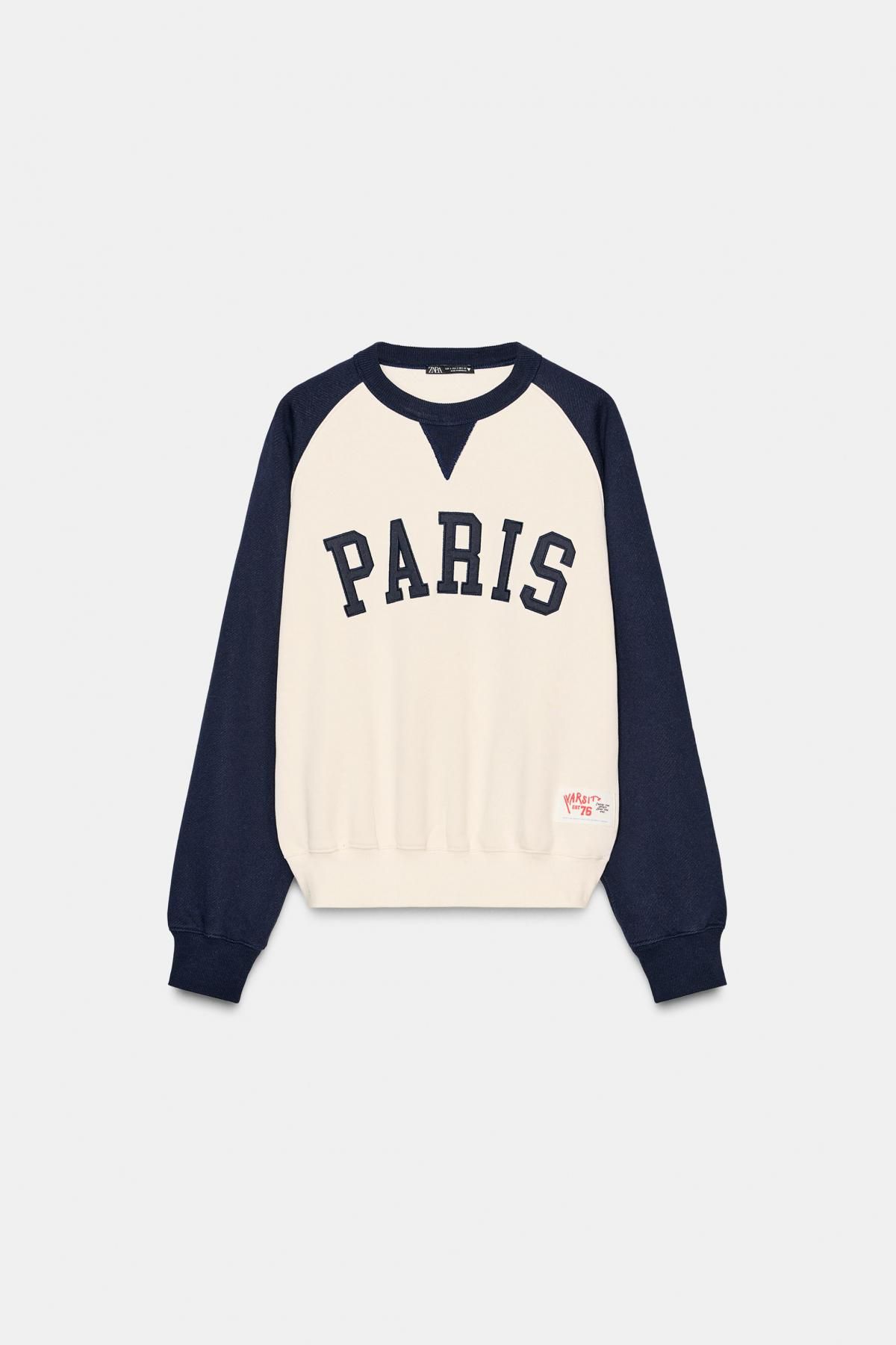 자라 베이직 바시티 라운드넥 스웨트셔츠 5643/810 NAVY BLUE - 메인 이미지