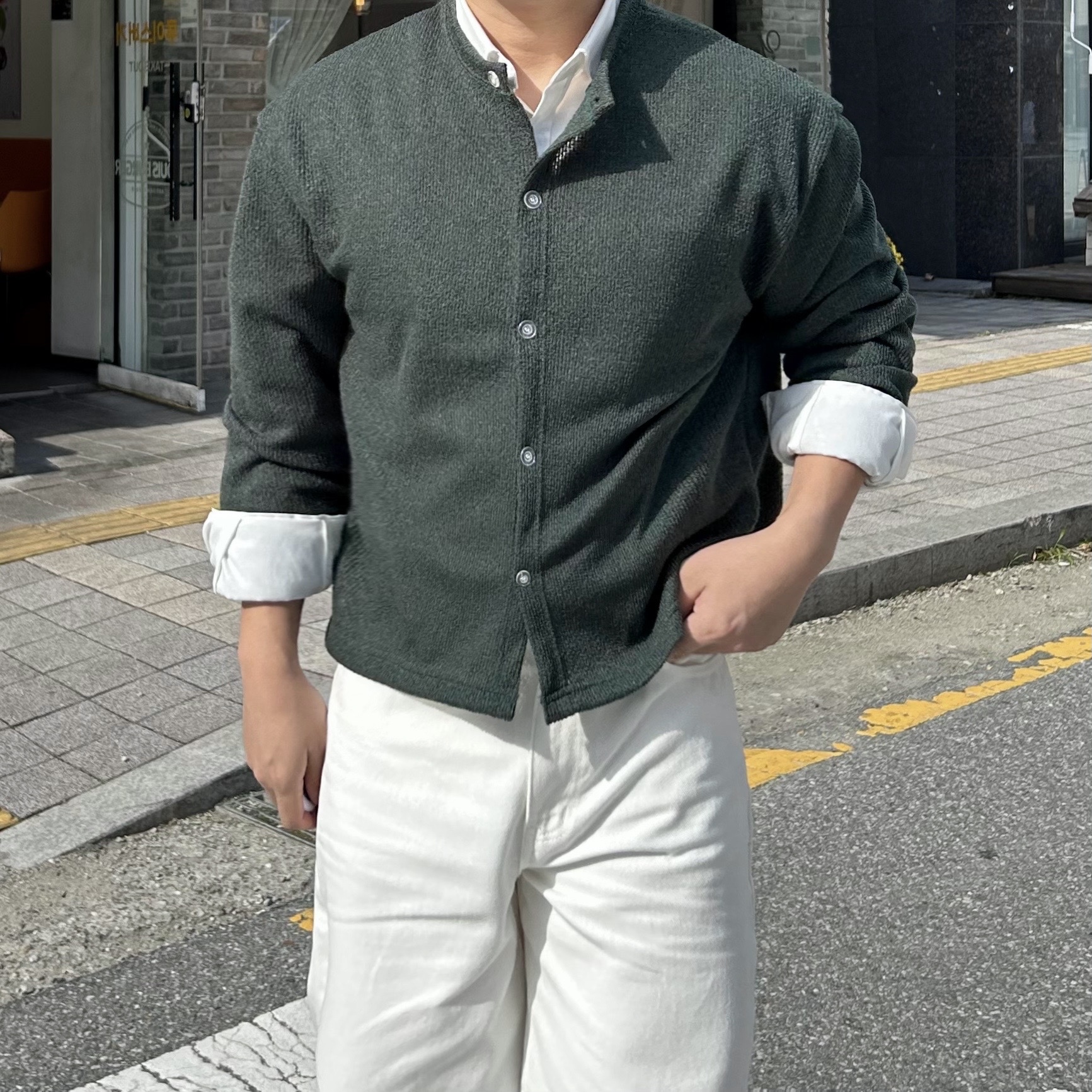 남자크롭가디건 남자오버핏가디건 - 상세 이미지 2