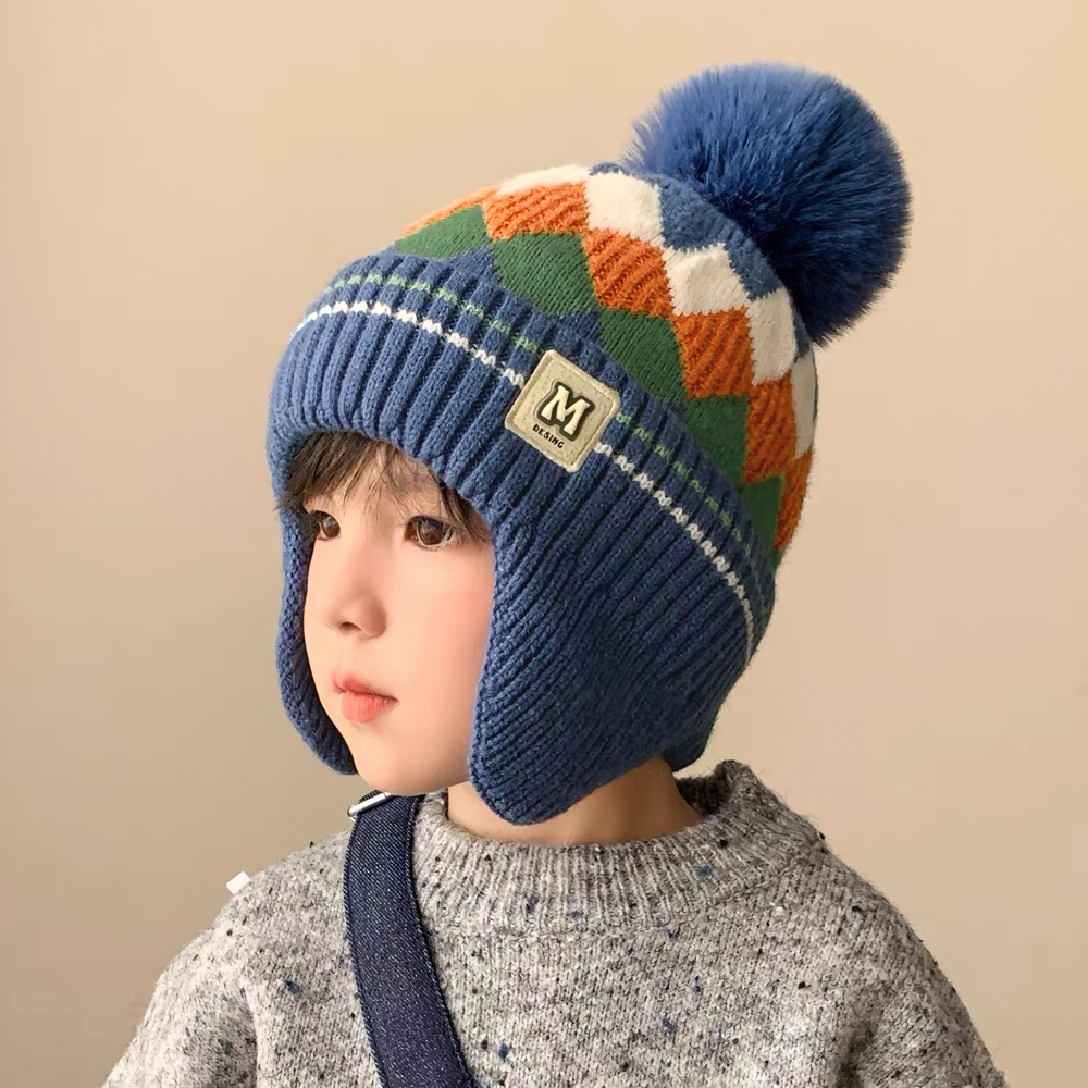 유아 아동 키즈 남아 여아 토들러 아이 베이비 겨울 방한 니트 털 방울 귀달이 모자 - 상세 이미지 3