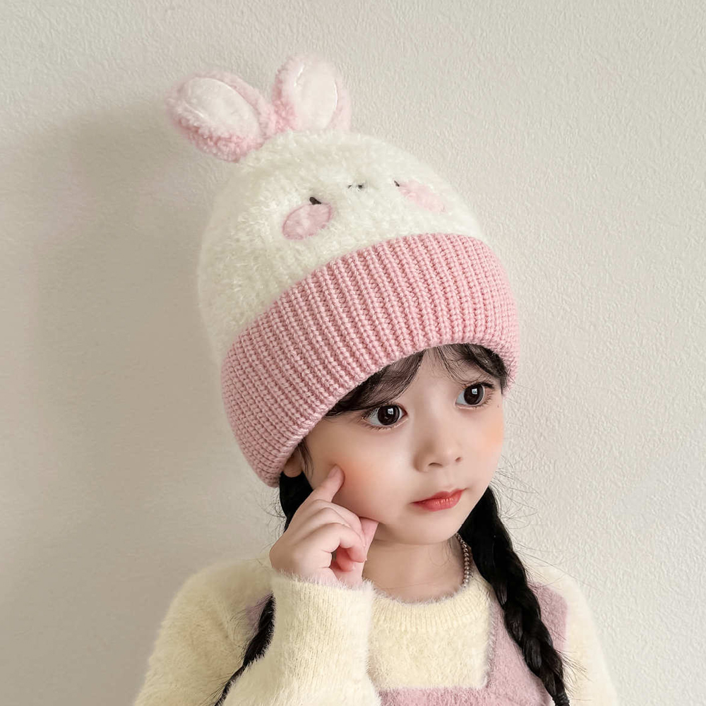 유아 아동 키즈 남아 여아 어린이 초등 학생 아이 겨울 방한 비니 털 토끼 동물 모자 - 상세 이미지 3