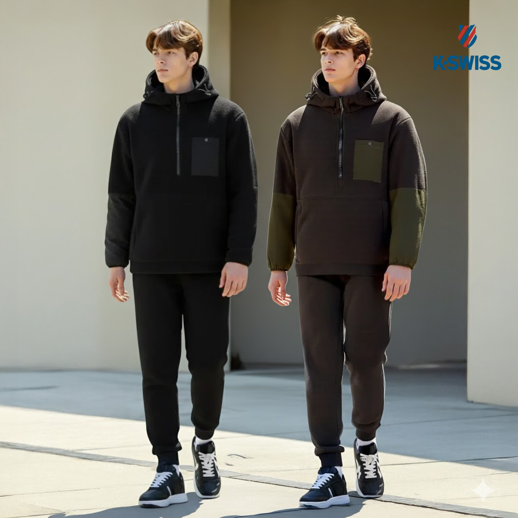 케이스위스 K-SWISS 남여 기모 후리스 아노락+조거팬츠 세트 - 상품 이미지
