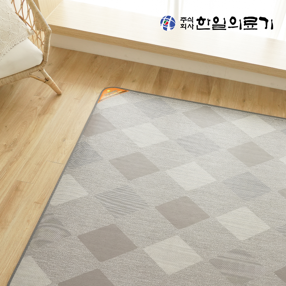 한일의료기 전기매트 모노륨 전기장판 난방 온열 거실용 바닥 1인용 소형 체크그레이