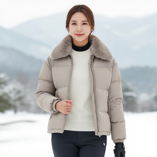 FANTOM 팬텀골프 여자 겨울 렉스퍼 카라 탈부착 골프웨어 덕다운 패딩점퍼 - 상품 이미지