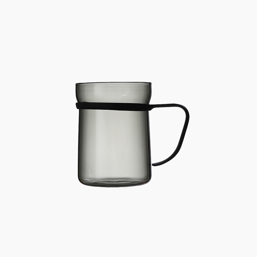 에지리 핏핸드 내열유리 머그컵 (스텐핸들) 440ml, 1개, 그레이 - 메인 이미지