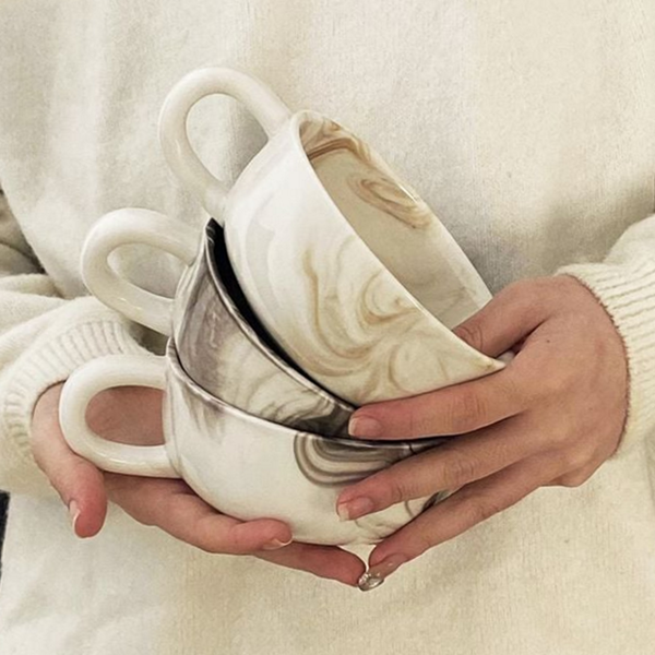 예쁜 홈카페 커피잔 손잡이 대용량 커피잔 도자기 - 메인 이미지
