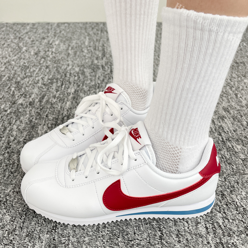 나이키 코르테즈 여성 가죽 단화 화이트 레드 블루, 235