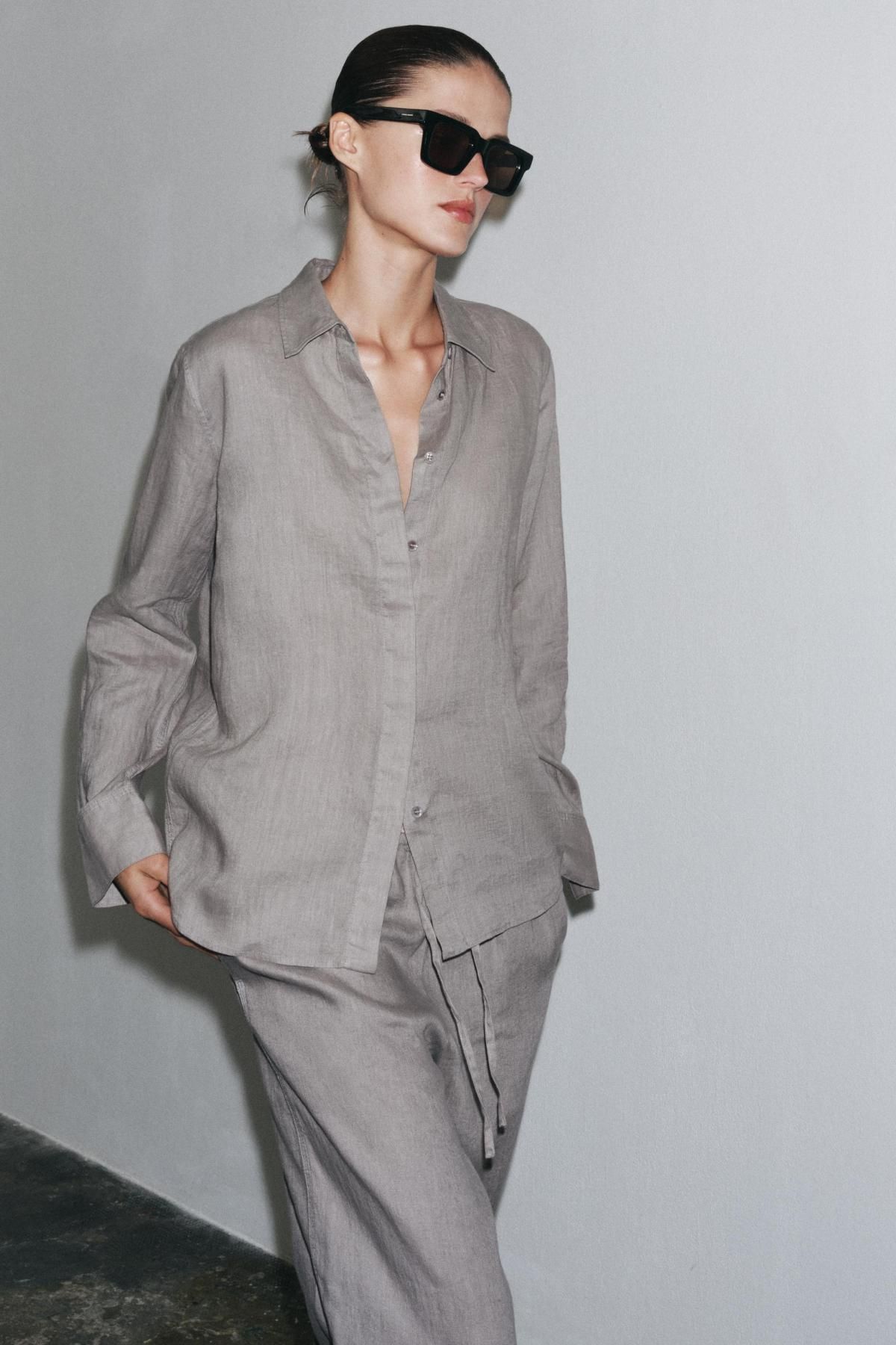 자라 내추럴 린넨 긴팔 셔츠 5344/241 LIGHT GREY - 상세 이미지 3
