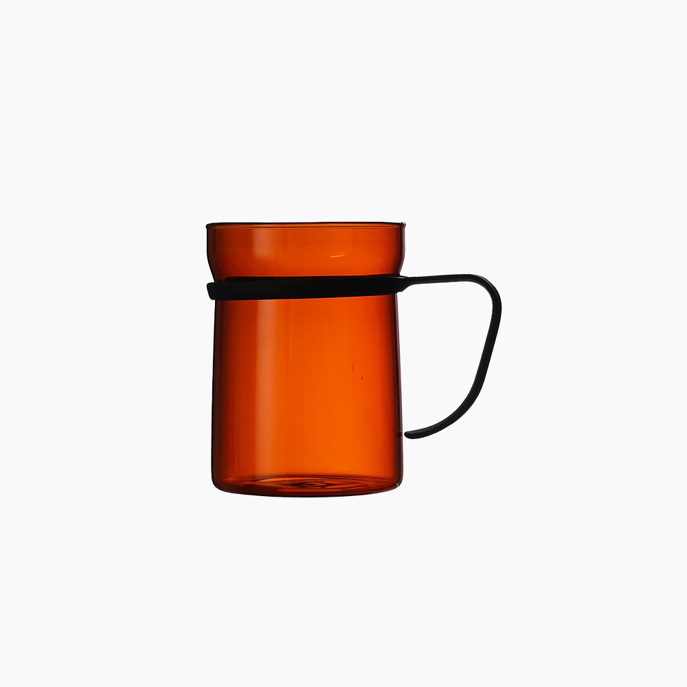 에지리 핏핸드 내열유리 머그컵 (스텐핸들) 440ml, 1개, 엠버 - 메인 이미지