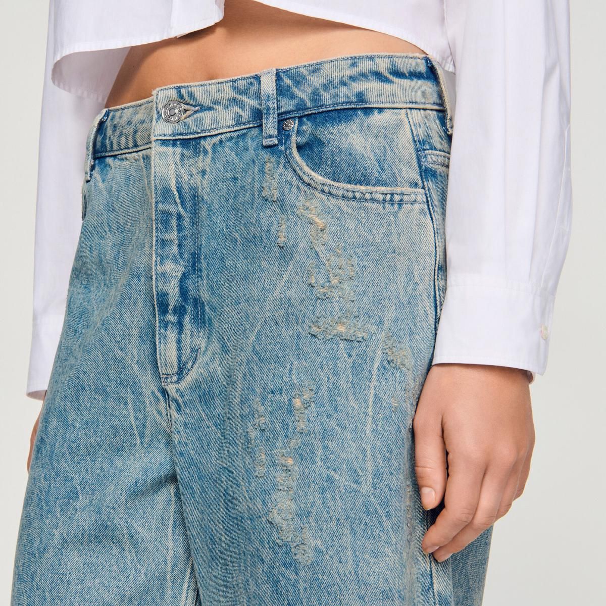 산드로 워시드룩 데님 버뮤다 쇼츠 SFPSH00552_4785 JEANSBLAU - 상세 이미지 5