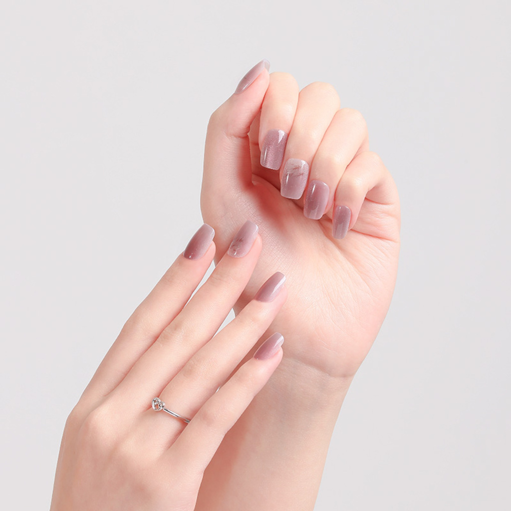No.022 미디엄 스퀘어 로즈샴페인 네일팁 - 상세 이미지 2